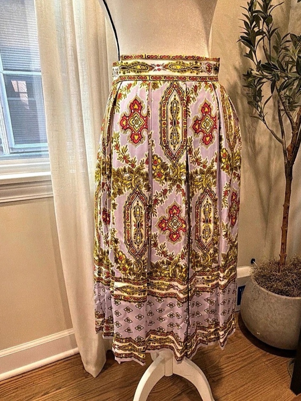 Anthropologie Maeve Echarpe Pleated Skirt Boho Print Skirt Size 6 RP $140